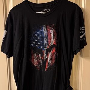 Grunt Style Black Short-Sleeve Spartan Helmet USA Graphic Tee